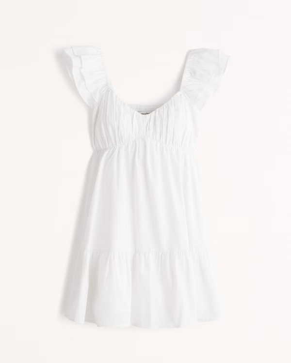 Ruched Flutter Sleeve Mini Dress | Abercrombie & Fitch (US)