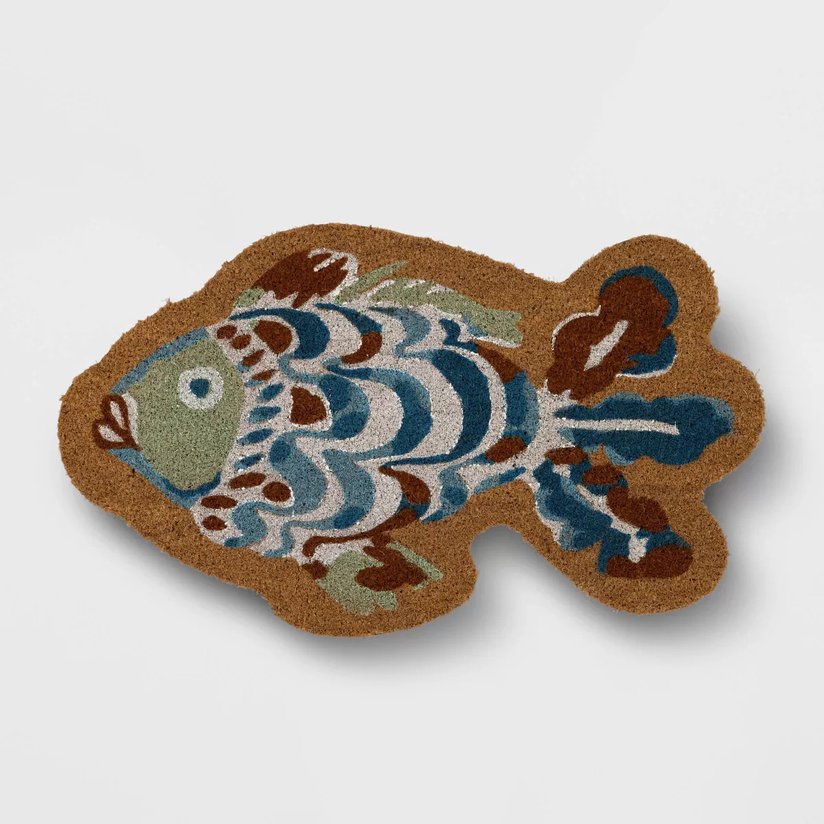 1'6"x2'6" Fish Tufted Outdoor Coir Doormat Blue/Green - Threshold™ | Target