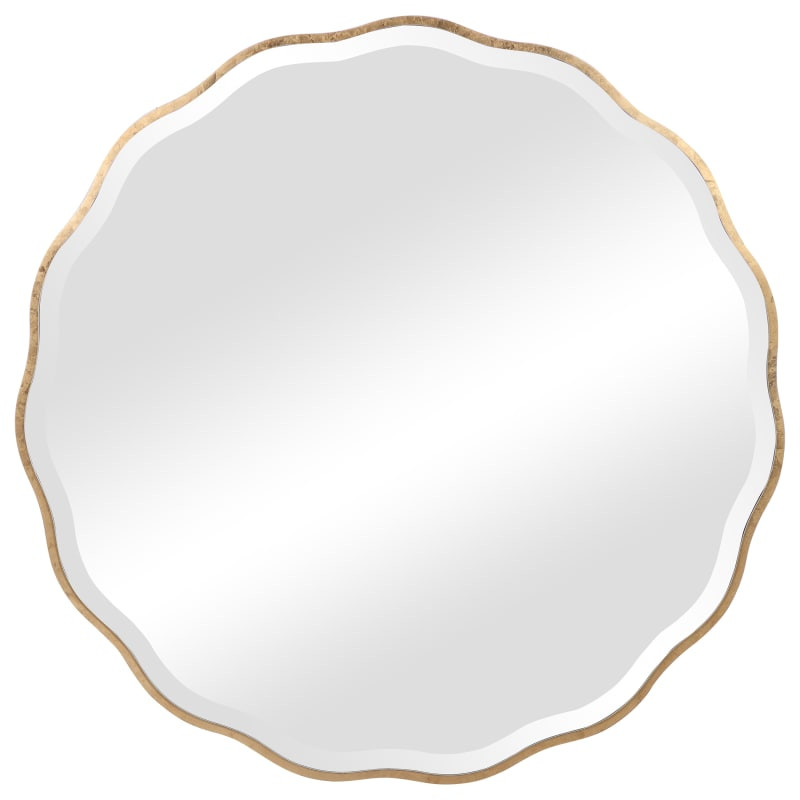 Uttermost 09611 Aneta 42" Round Scalloped Edge Elegant Large Wall Mirror Aged Gold Home Decor Mirror | Build.com, Inc.