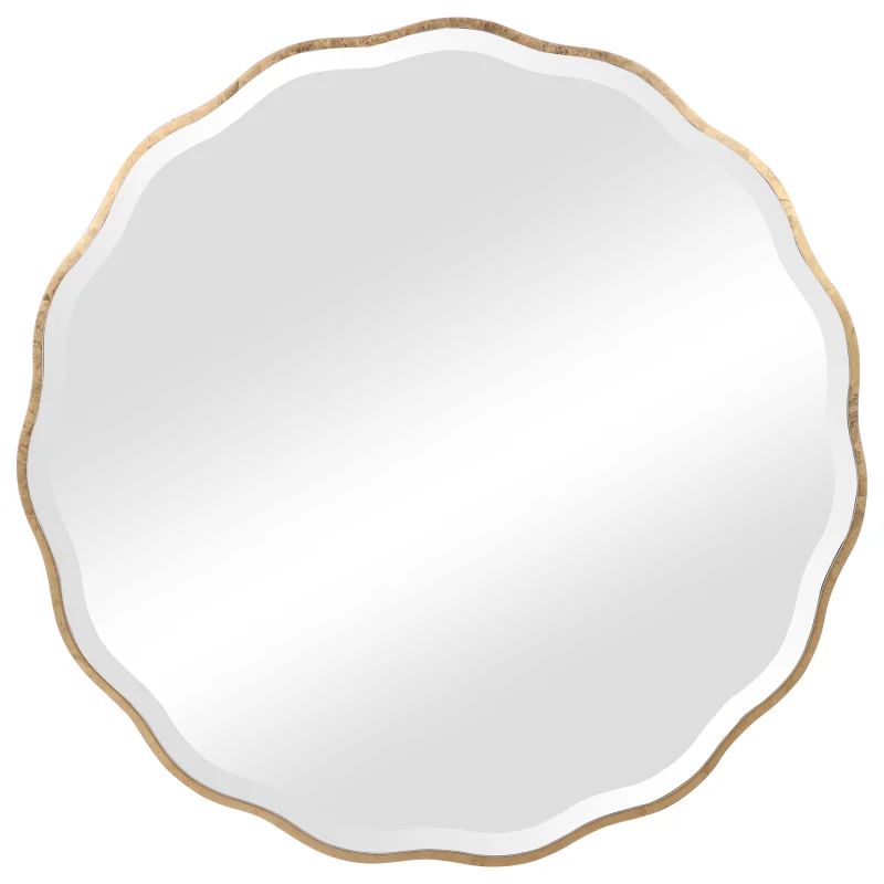 Uttermost 09611 Aneta 42" Round Scalloped Edge Elegant Large Wall Mirror Aged Gold Home Decor Mirror | Build.com, Inc.