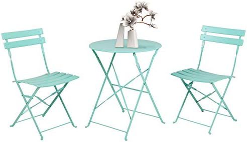 Grand patio 3pc Metal Folding Bistro Set, 2 Chairs and 1 Table, Weather-Resistant Outdoor/Indoor ... | Amazon (US)