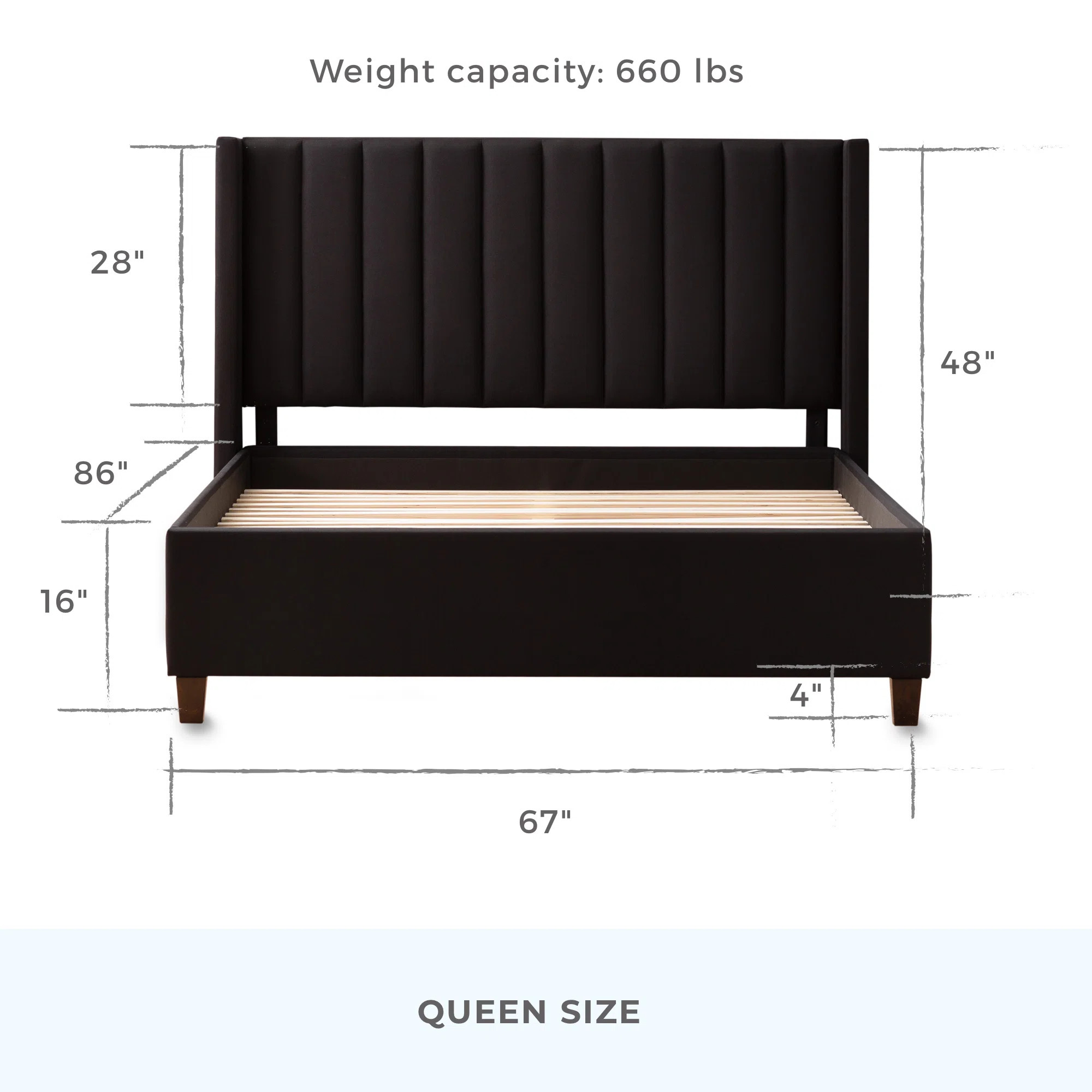 Flemings Vertical Channel Tufted Wingback Upholstered Platform Bed | Wayfair North America