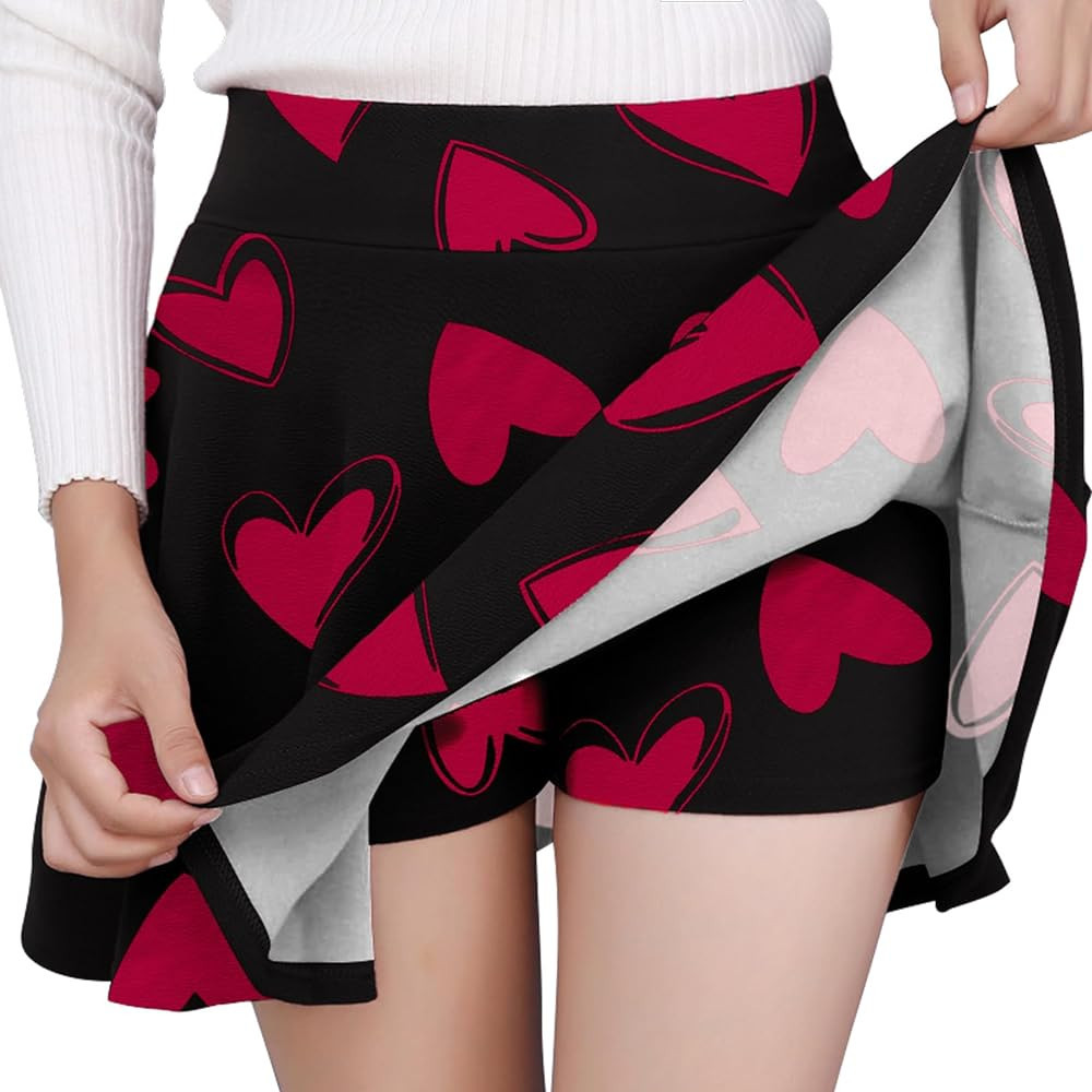 DJT FASHION Women's Casual Stretchy Flared Pleated Mini Skater Skirt with Shorts | Amazon (US)