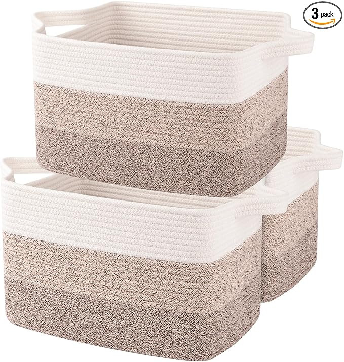 OIAHOMY Storage Basket, Woven Baskets for Storage, Cotton Rope Basket for toys,Towel Baskets for ... | Amazon (US)