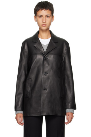 Black Half Leather Jacket | SSENSE