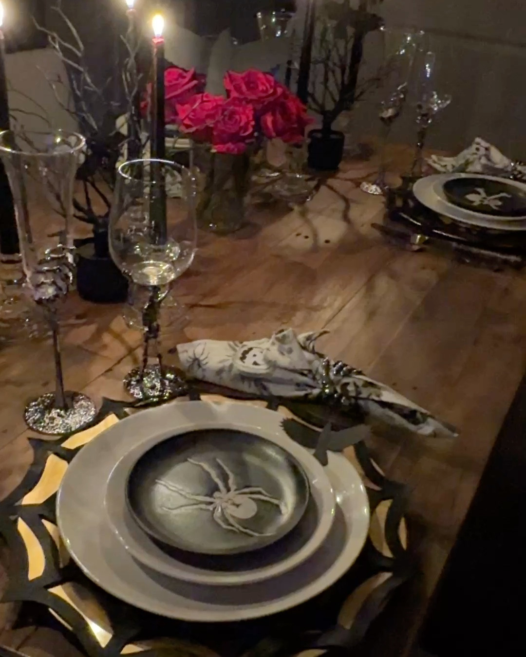 Skeletons, candlelight, and a touch of vintage charm.
I wanted my Halloween dining table to feel moody, elegant, and just a little spooky. Featuring the Skeleton Collection from Pottery Barn, vintage hotel-style flatware, and Dollar Tree candle holders for that perfect mix of luxe and low. 
Shop the full look in my LTK Halloween Shop!
#HalloweenTablescape #SpookySeason #LTKhome #FallDecor

#LTKSaleAlert #LTKSeasonal #LTKHalloween