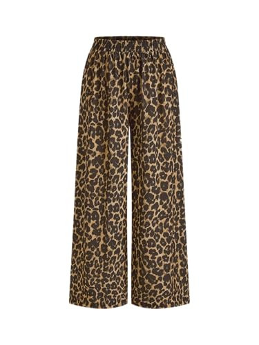 CIDER Leopard Pants Women Wide Leg Trousers Animal Print Mid Waist Elastic Casual Long Pants Streetwear | Amazon (US)