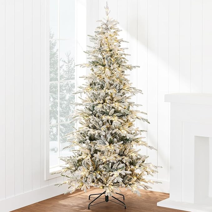Best Choice Products Lighted Aspen Christmas Tree, 6ft Flocked Artifical Noble Fir, Pre-Lit White... | Amazon (US)