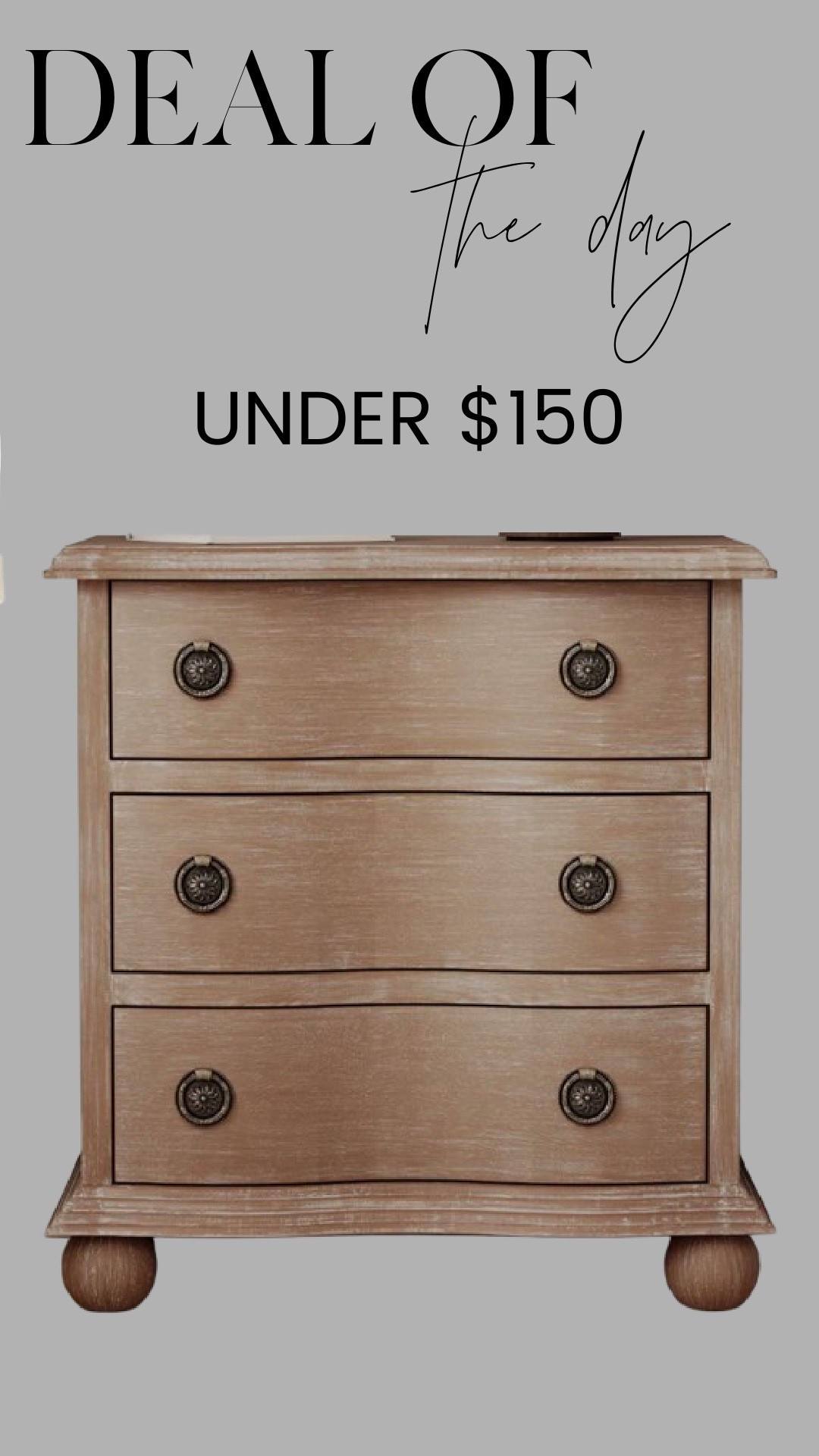 Deal of the day 🤍
This one looks far more expensive than it is. Classic shape, warm wood tone, and under $150 — an easy win for bedrooms, entryways, or small spaces.

#LTKHome #LTKSaleAlert