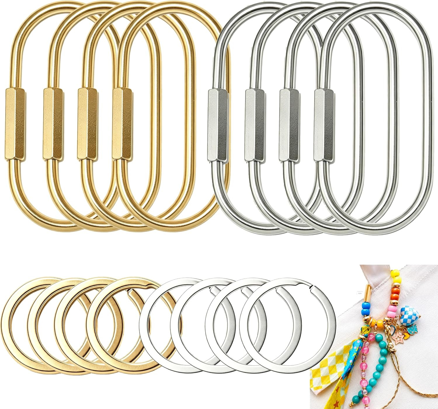 Carabiner Key Rings, Solid Brass Screw Lock Keychain Clips | Amazon (US)