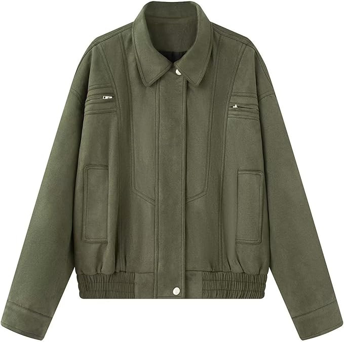 Xunger Women's Faux Suede Cropped Jacket Lapel Collar Zip Front Casual Short Coat Drawstring Hem ... | Amazon (US)