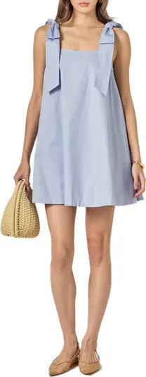Bow Shoulder Sleeveless Cotton Minidress | Nordstrom