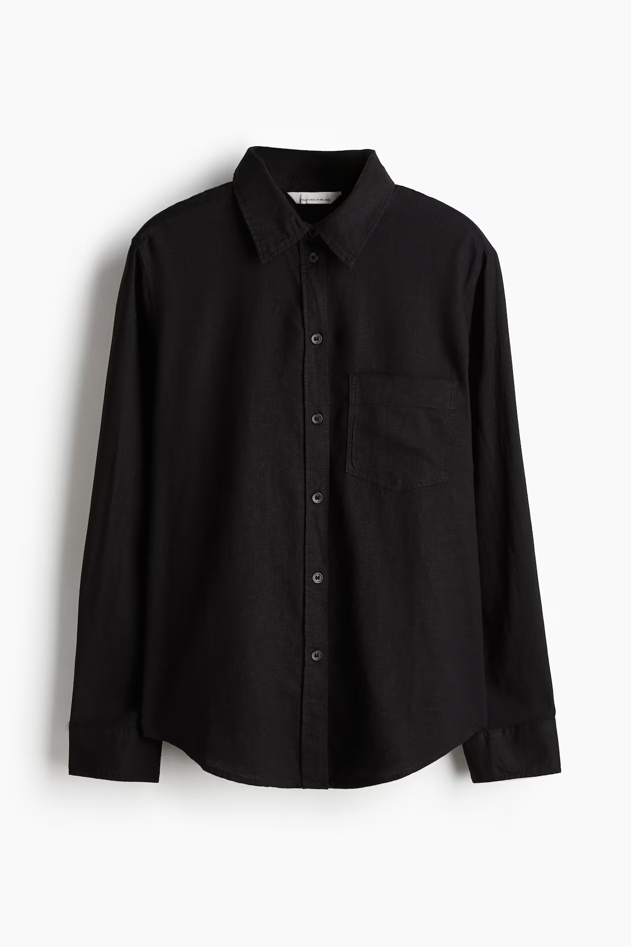 Linen-blend shirt - Black - Ladies | H&M GB | H&M (UK, MY, IN, SG, PH, TW, HK)
