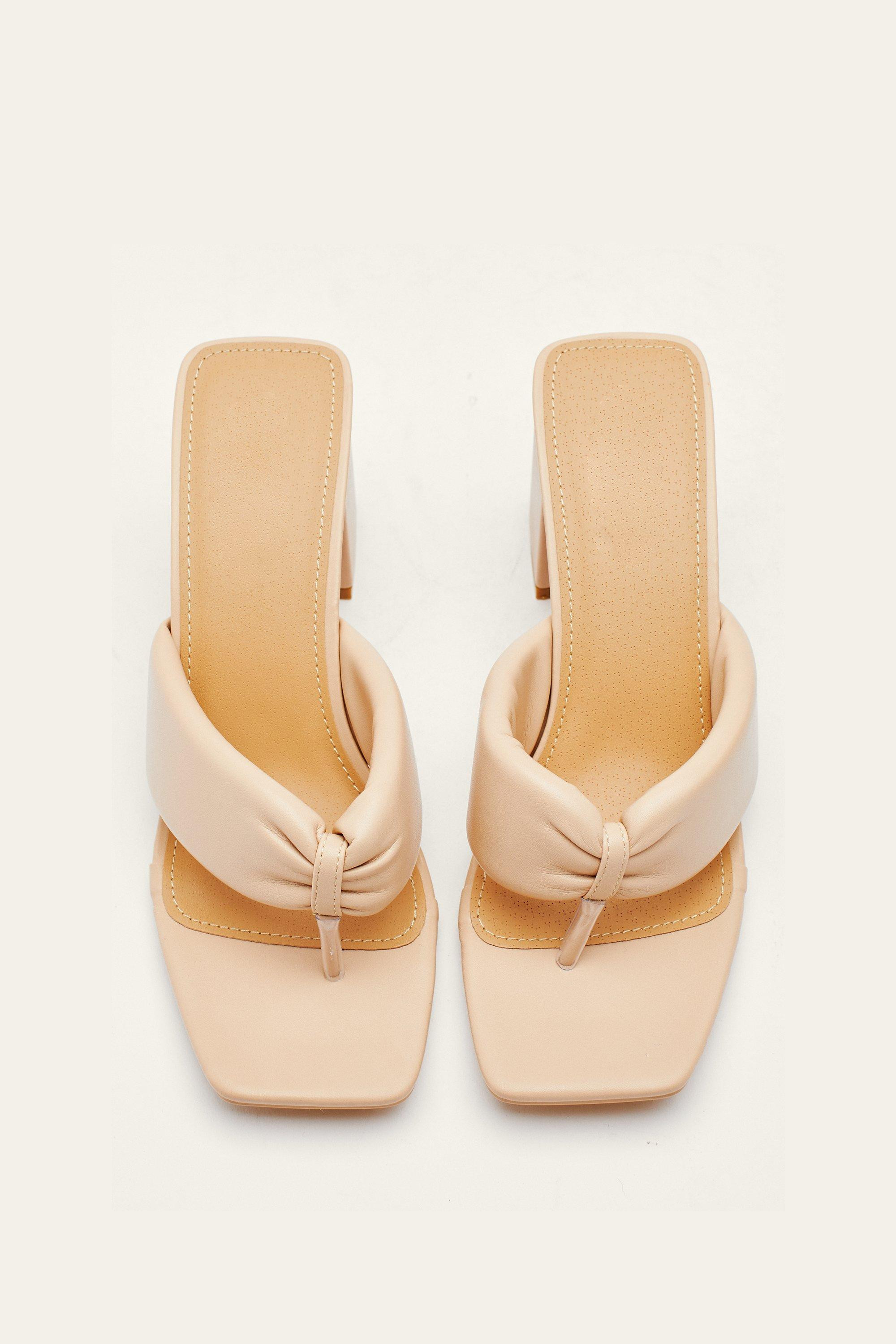Faux Leather Toe Thong Heeled Mules | NastyGal (UK, IE)