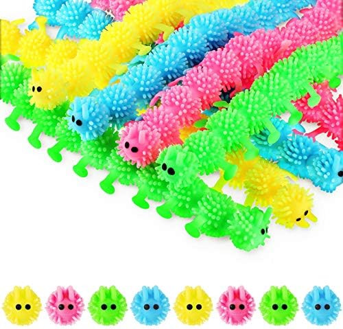 Amazon.com: Charnoel 8 Pieces Fidget Sensory Toy Stretchy Toy for Anxiety, Caterpillars Fuzzy Wor... | Amazon (US)