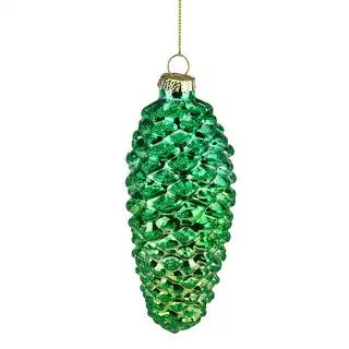 5" Shiny Green and Gold Pinecone Glass Christmas Ornament | Bed Bath & Beyond