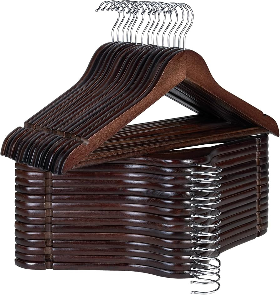 StorageWorks Wooden Coat Hanger, Wood Clothes Hangers 30 pack, Walnut Color, Natural Wood Hangers... | Amazon (US)