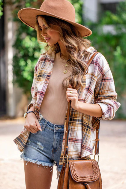 Chelsea Saffron Plaid Flannel Top | Shop Priceless