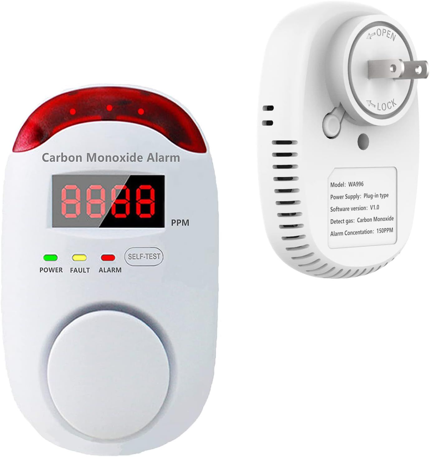 HAOKESITE Carbon Monoxide Detectors Plug in Wall Portable Carbon Monoxide Detector for Travel CO ... | Amazon (US)