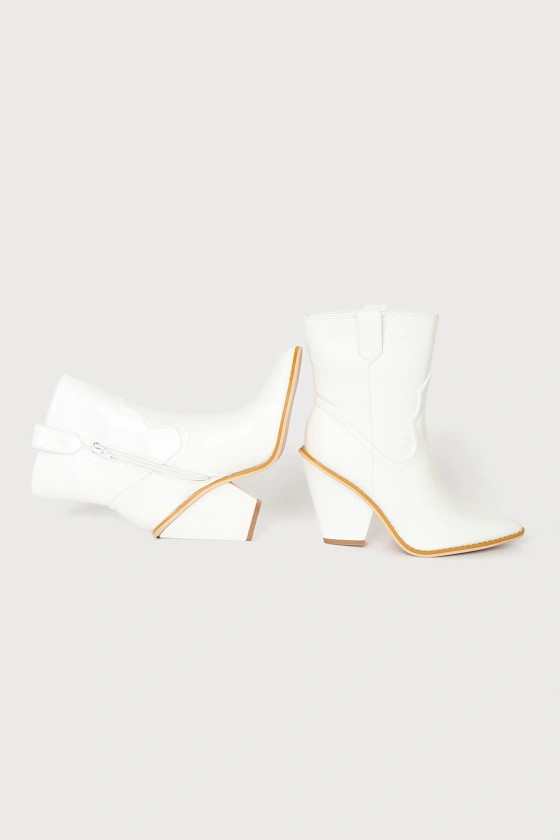Ponyy White Pointed-Toe Mid-Calf Booties | Lulus (US)