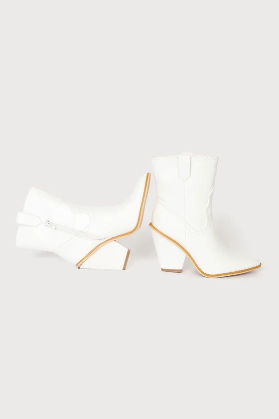 Ponyy White Pointed-Toe Mid-Calf Booties | Lulus (US)
