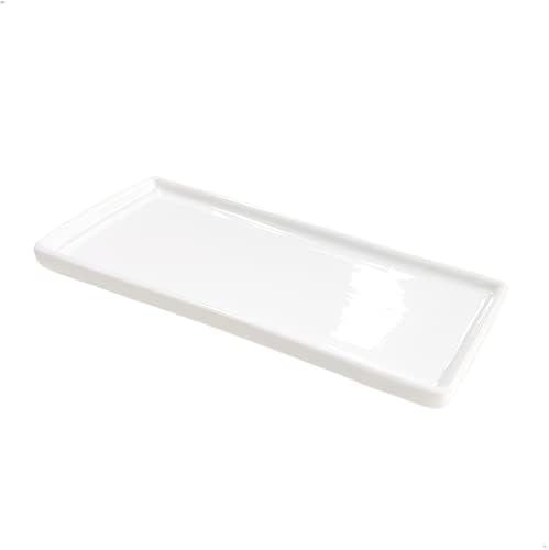 Small White Ceramic Tray, Rectangle Kitchen Sink Trays, Bathroom Holder & Organizer for Soap, Candle | Amazon (US)
