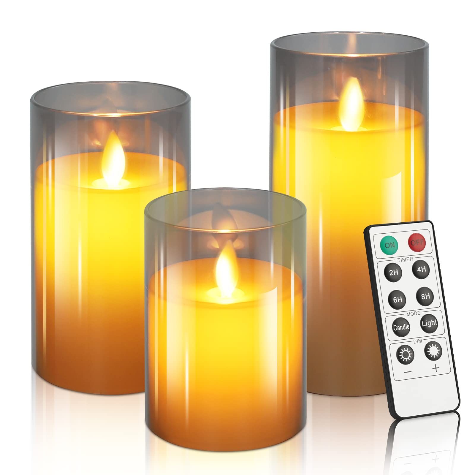 Aignis Flameless Candles Flickering with Remote, Battery Operated Candles Pack of 3 with Timer, P... | Amazon (US)