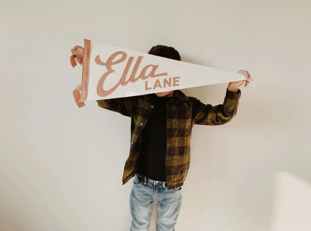 ELLA PENNANT Custom Name Wool Felt Pennant Flag Vintage Style Personalized Felt Pennants and Bann... | Etsy (US)