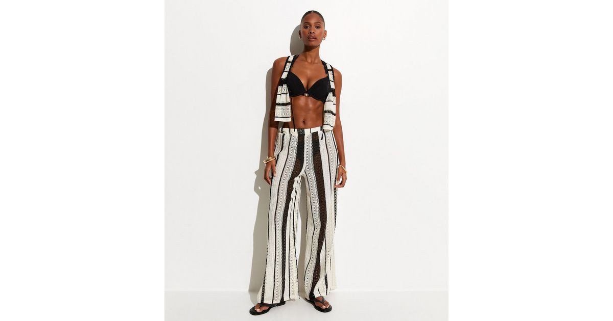 Cream Striped Crochet Beach Trousers | New Look | New Look (UK)
