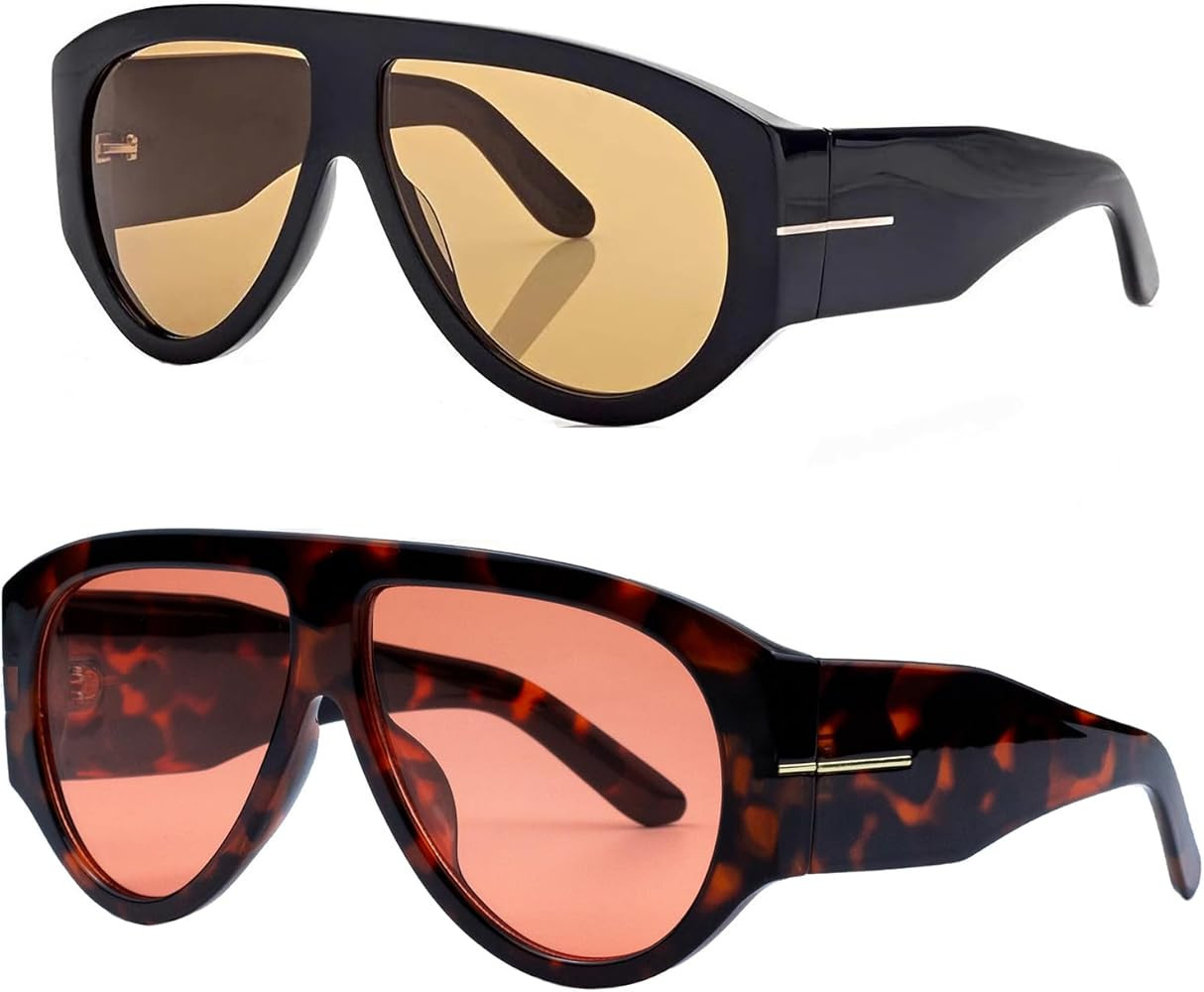 OSAGAMA Trendy Retro Oversized Aviator Sunglasses for Women Men 70s Luxury Designer Thick Classic... | Amazon (US)