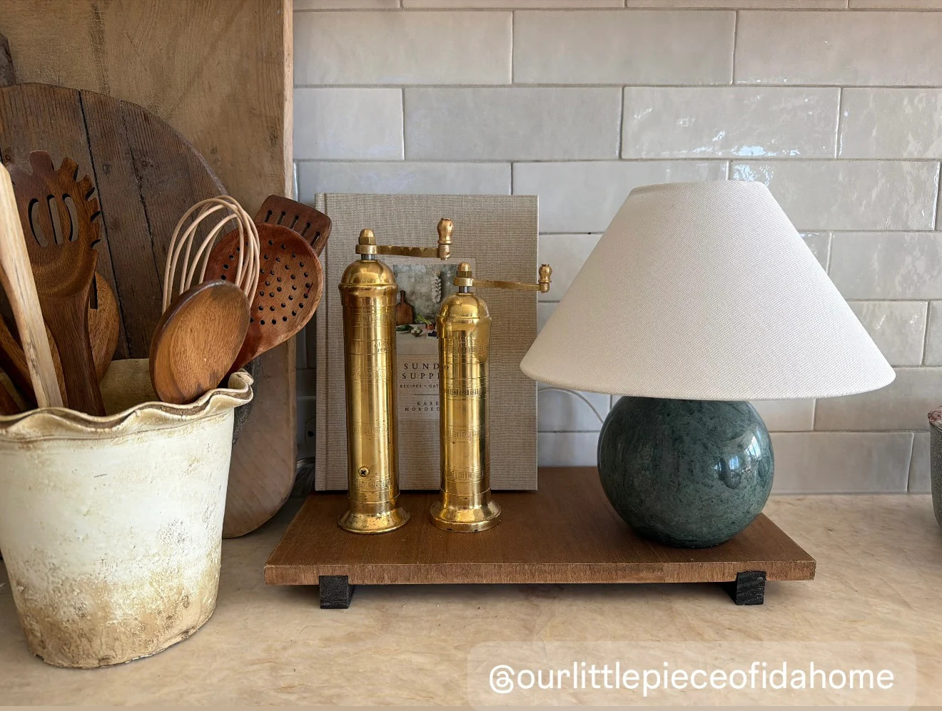 Green Travertine Lamp | Cottage and Key