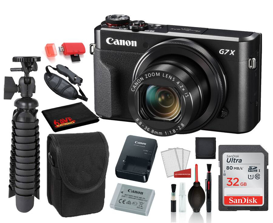 Canon - PowerShot G7 X Mark II Digital Camera with SanDisk 32gb SD card, 12" Tripod, and More (In... | Best Buy U.S.