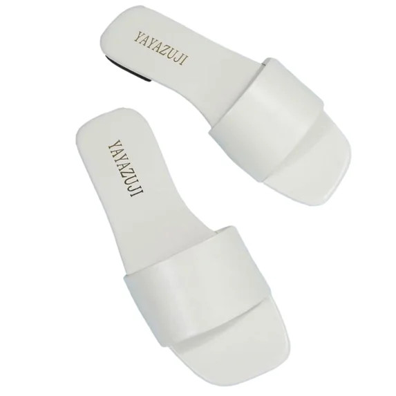 symoid Womens Slides on Clearance- Comfort Open Toe Summer Casual New White Ladies Sandals Size 6... | Walmart (US)