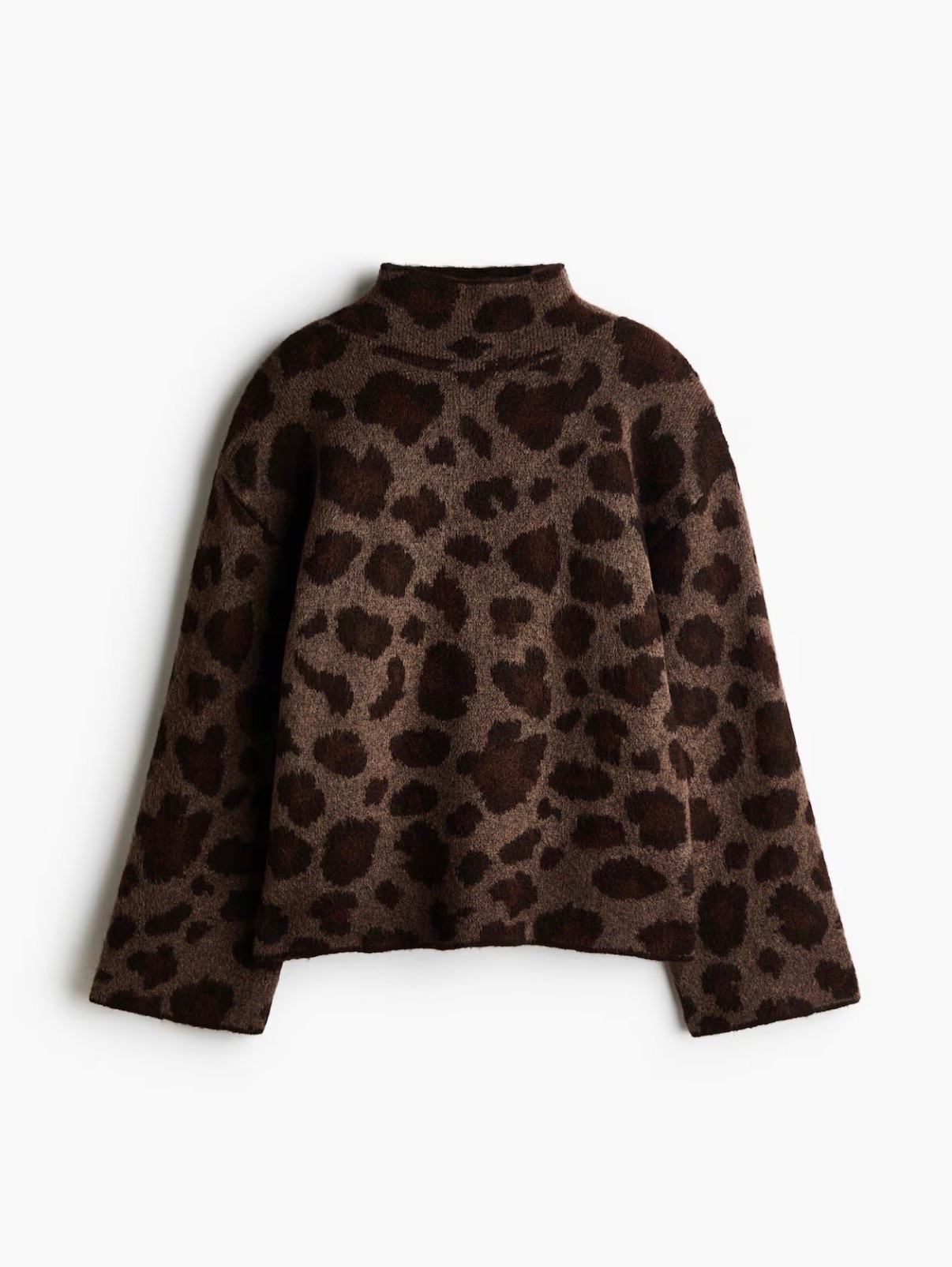 Leopard print mock neck sweater