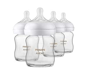 Philips AVENT Glass Natural Baby Bottle with Natural Response Nipple, Clear, 4oz, 4pk, SCY910/04 | Amazon (US)