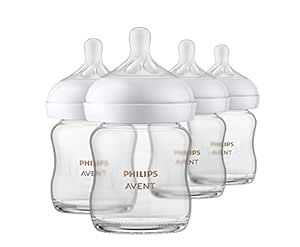 Philips AVENT Glass Natural Baby Bottle with Natural Response Nipple, Clear, 4oz, 4pk, SCY910/04 | Amazon (US)