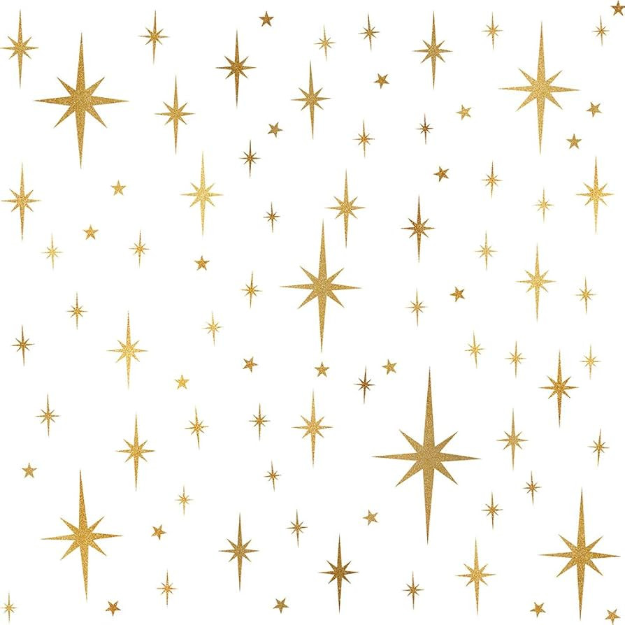 Star Wall Stickers Girls Room Wall Decals (116pcs) Sparkle Wall Sticker Stick and Peel Stars Stic... | Amazon (US)