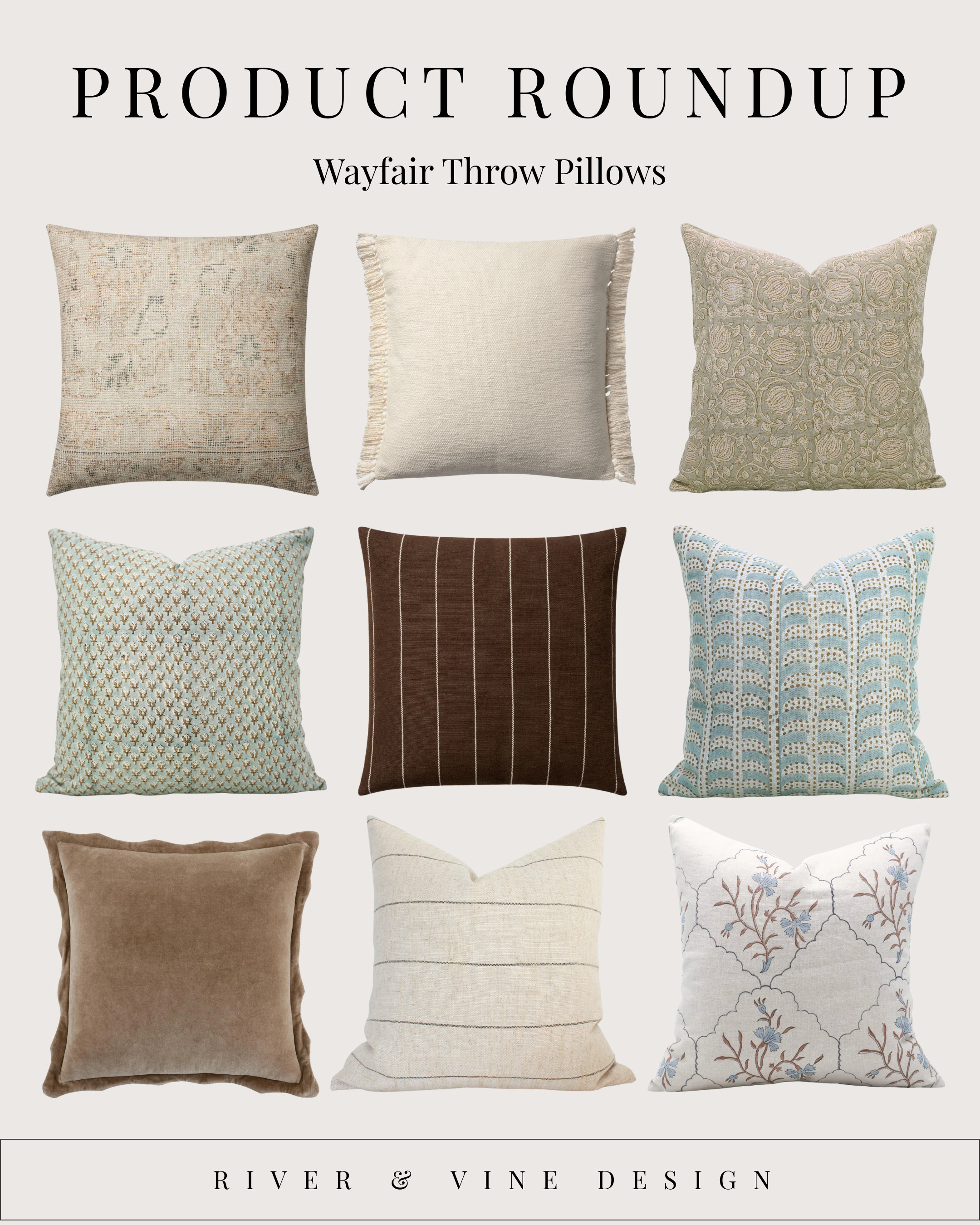 "The right throw pillows can completely change the way your space feels. They’re the easiest way to add depth, texture, and personality without committing to new furniture.

When mixing pillows, think in layers: one solid, one stripe, and one subtle pattern. This keeps things visually interesting while still feeling cohesive. Soft neutrals ground the space, muted blues add calm, and warm browns bring in richness so everything feels intentional instead of random.

These Wayfair pillows are perfect because they look high-end, photograph beautifully, and are easy to mix and match across different rooms. Use them on a sofa, accent chair, or bed to instantly make the space feel styled and finished.

If your room feels flat, it usually means your pillows are doing all the same job. Swap in contrast, texture, and pattern and the entire room elevates." 

 #LTKHome