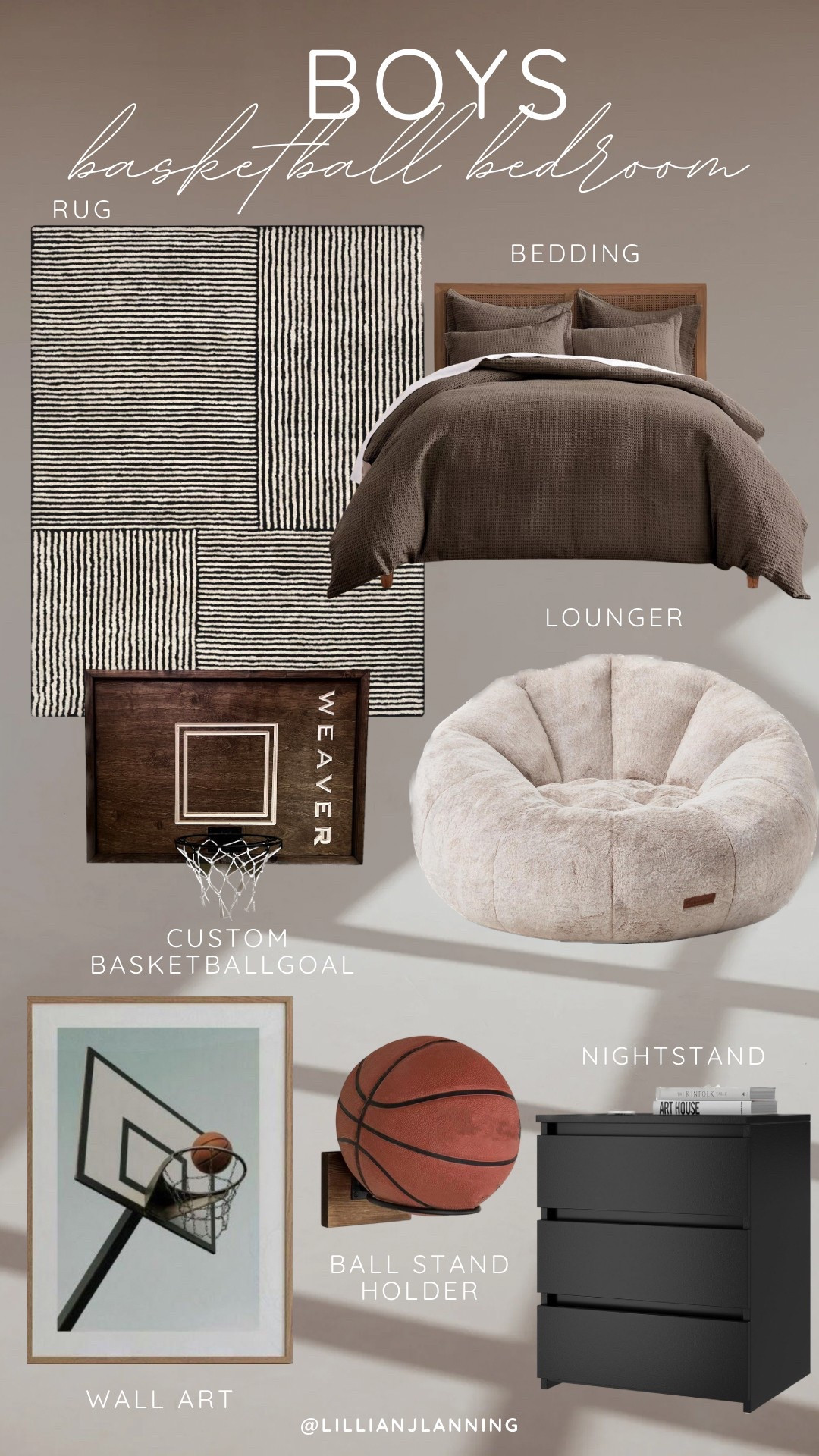 Neutral Boys Basketball Bedroom! 

#LTKFindsUnder100 #LTKFamily #LTKHome