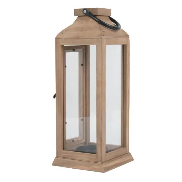 Better Homes & Gardens Decorative Natural Wood and Glass Battery Operated Outdoor Lantern with Re... | Walmart (US)