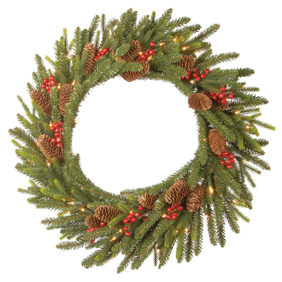 24 in. Pre-Lit Colonial Fir Wreath with Dual Color LED Lights | National Tree Company