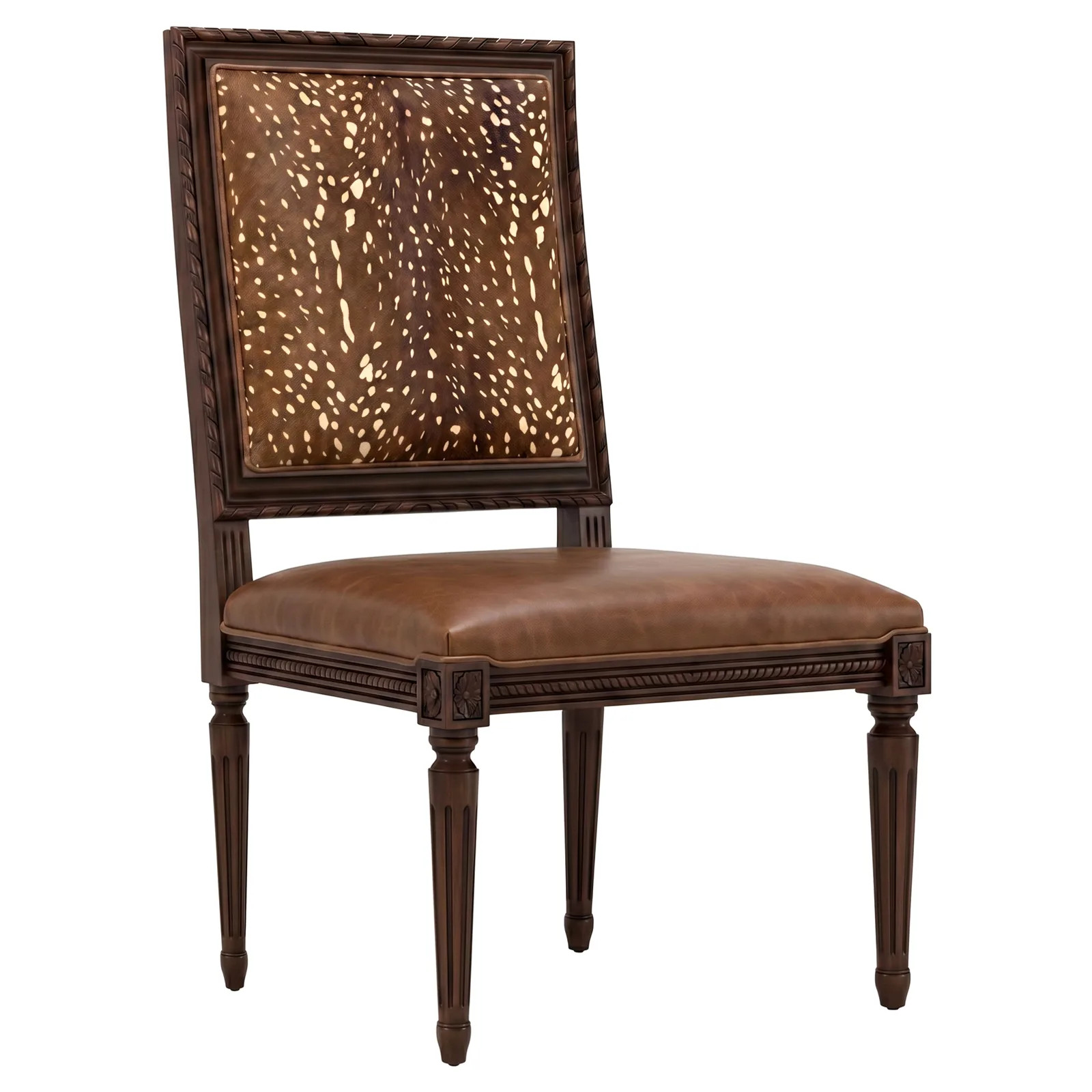 Marielle Camel Leather Saxony Side Chair | Kathy Kuo Home