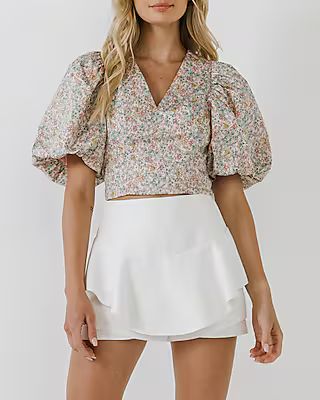 Endless Rose Floral Puff Sleeve Cropped Top | Express