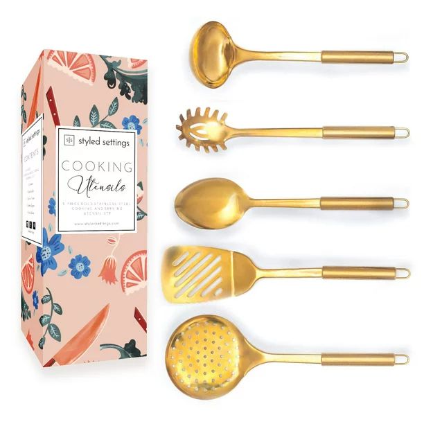Styled Settings Gold Stainless Steel Cooking Utensils Set | Walmart (US)