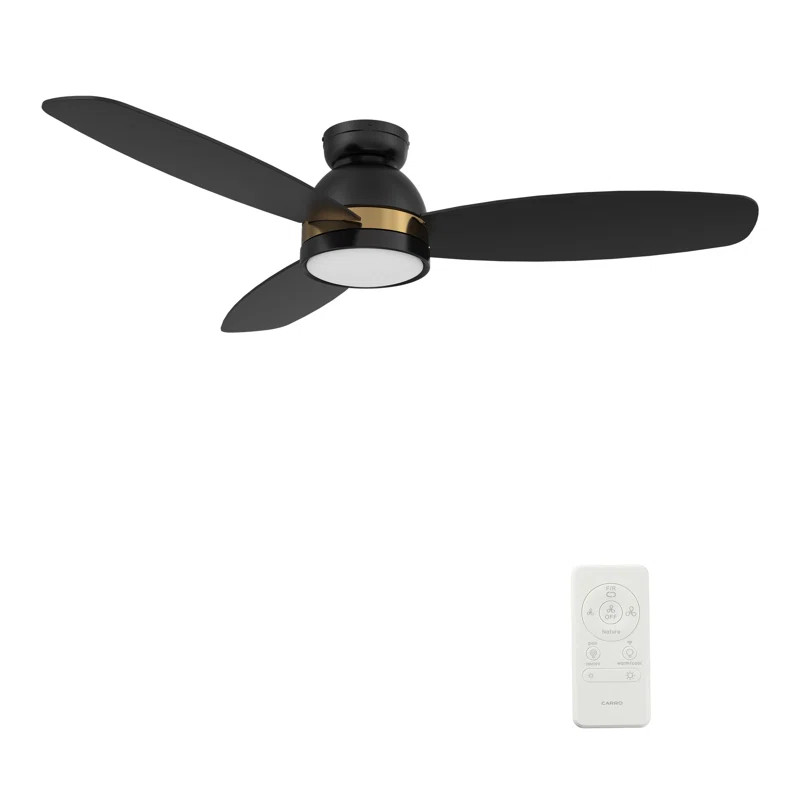 Smart Flush Mount Ceiling Fan with Light, Remote Control, DC Motor | Wayfair North America