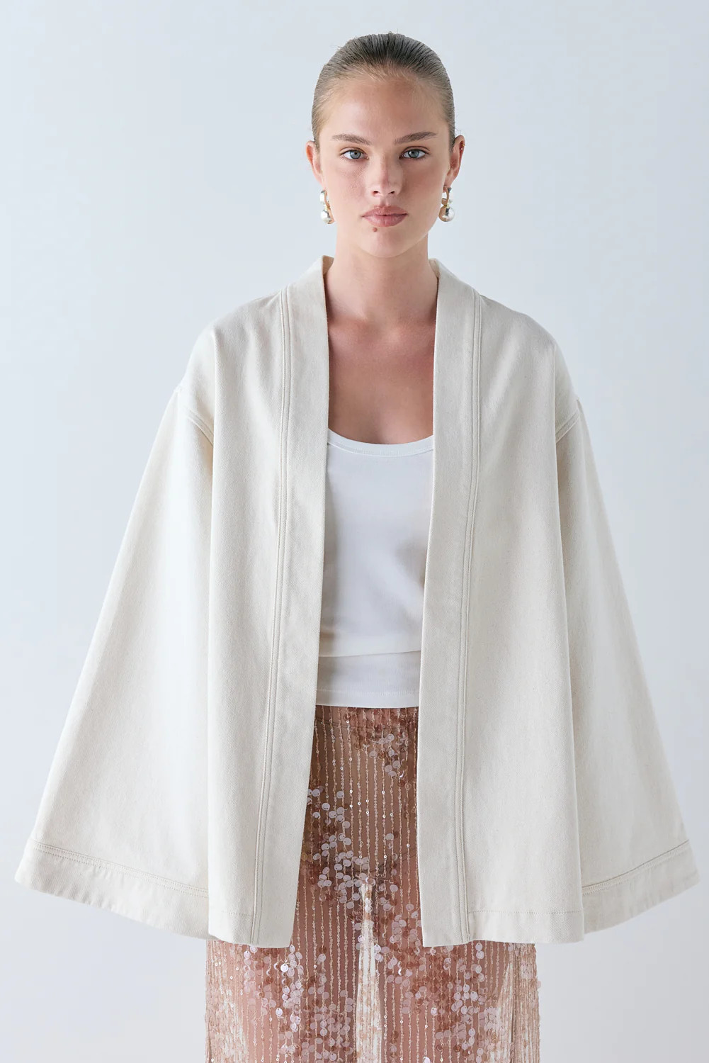 Una Denim Jacket Cream | VRG Grl