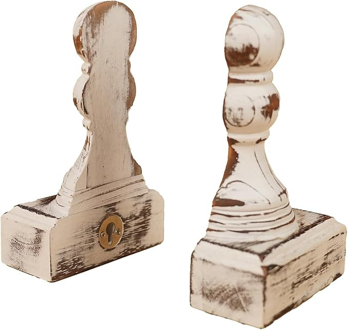 Lignorum Decorative Book Ends,Corbel Bookends,Farmhouse Office Whitewashed Wood Decorative Booken... | Amazon (US)