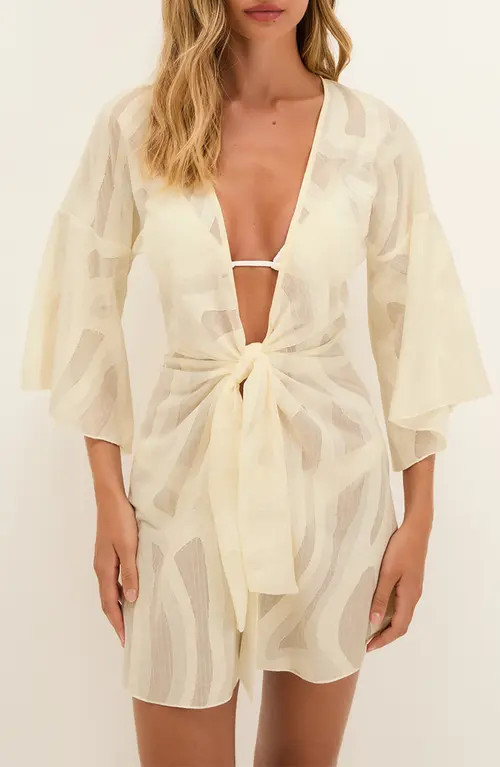 ViX Paula Hermanny Perola Tie Front Cover-Up in Ivory at Nordstrom, Size X-Small | Nordstrom