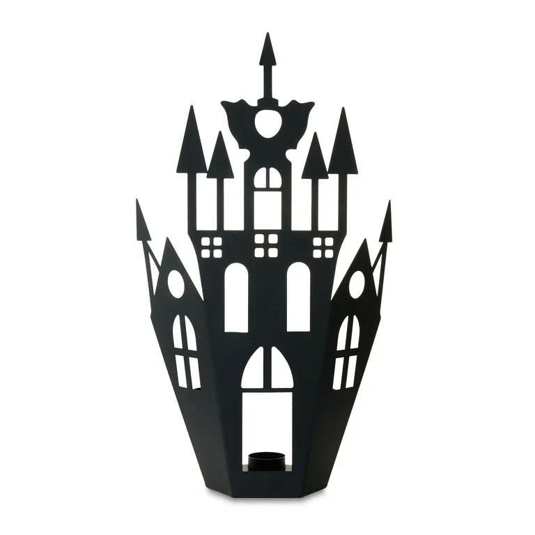 Halloween Black Metal Haunted House Tealight Candle Holder, 19.2", by Way To Celebrate | Walmart (US)