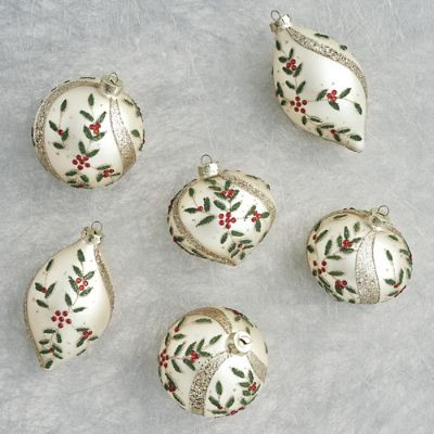 Embellished Holly Berries Ornaments, Set of Six | Frontgate
